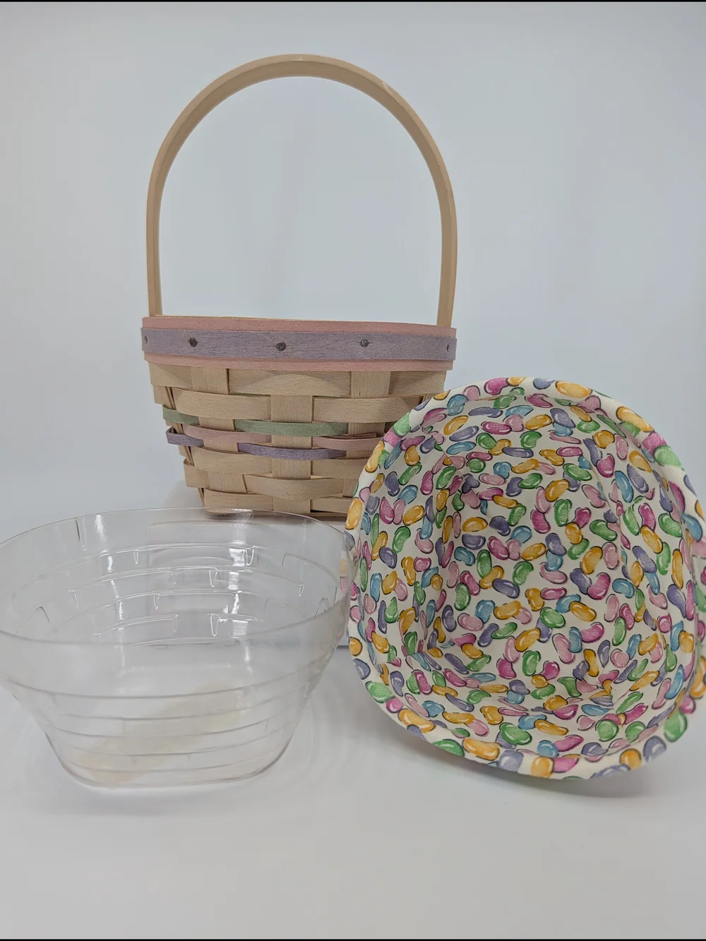 Longaberger 2000 Century Whitewash Small Easter Basket/Jellybean Liner/Protector